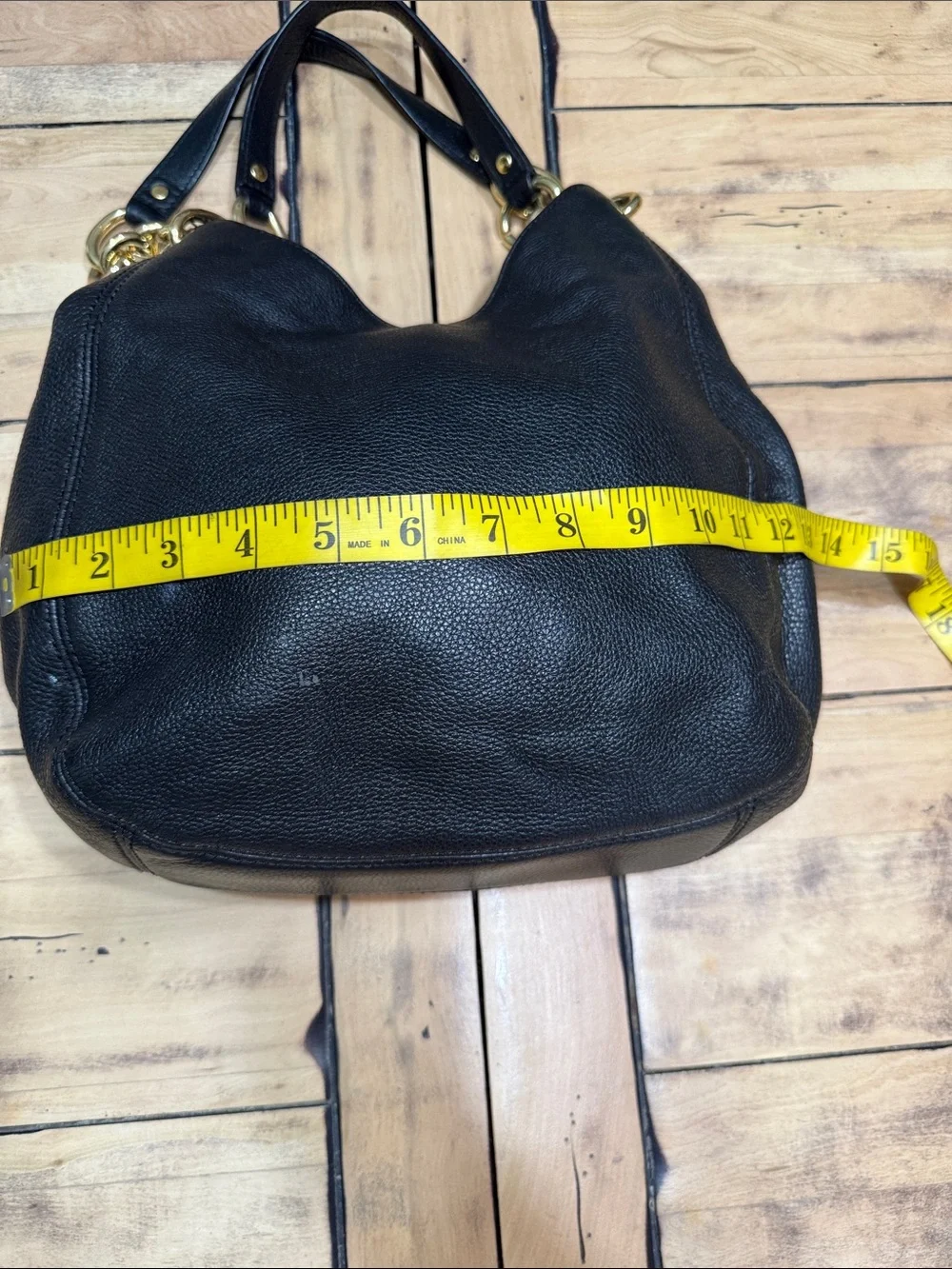 Michael Kors Black Leather Hobo with Gold Hardware